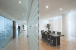 LED SMD down light illuminating a professional office space.