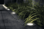 LED circular uplight for outdoor landscape lighting.