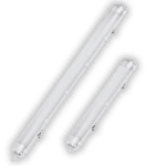 Weatherproof tube luminaire for outdoor lighting applications.