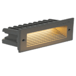 LED horizontal grill step light for outdoor pathway illumination.