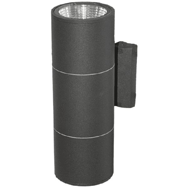 LED cylindrical wall light for indoor and outdoor decorative illumination.