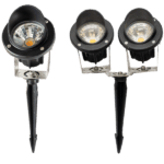 LED garden spike spotlights for landscape illumination and decorative outdoor lighting.