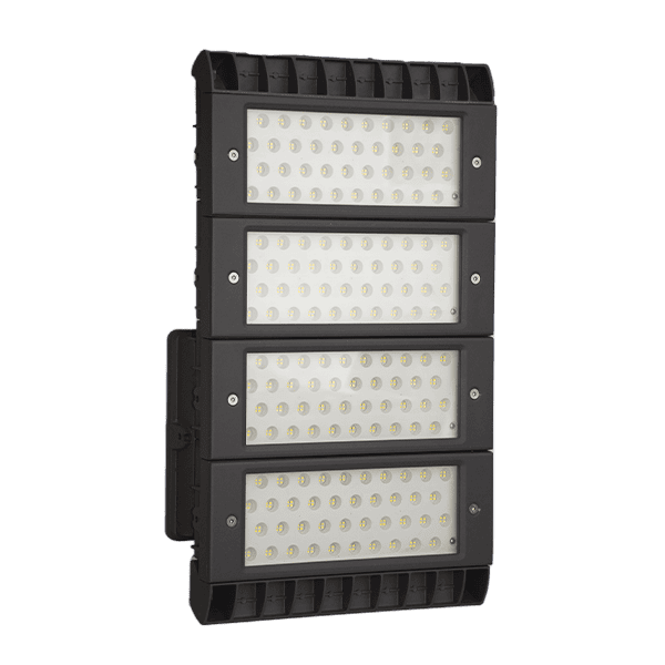 High-efficiency LED modular flood light for outdoor lighting applications.
