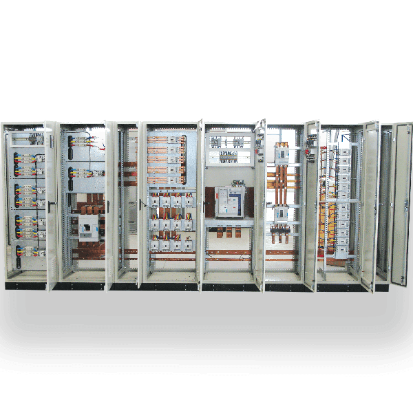 High-capacity modular steel enclosure for electrical distribution.