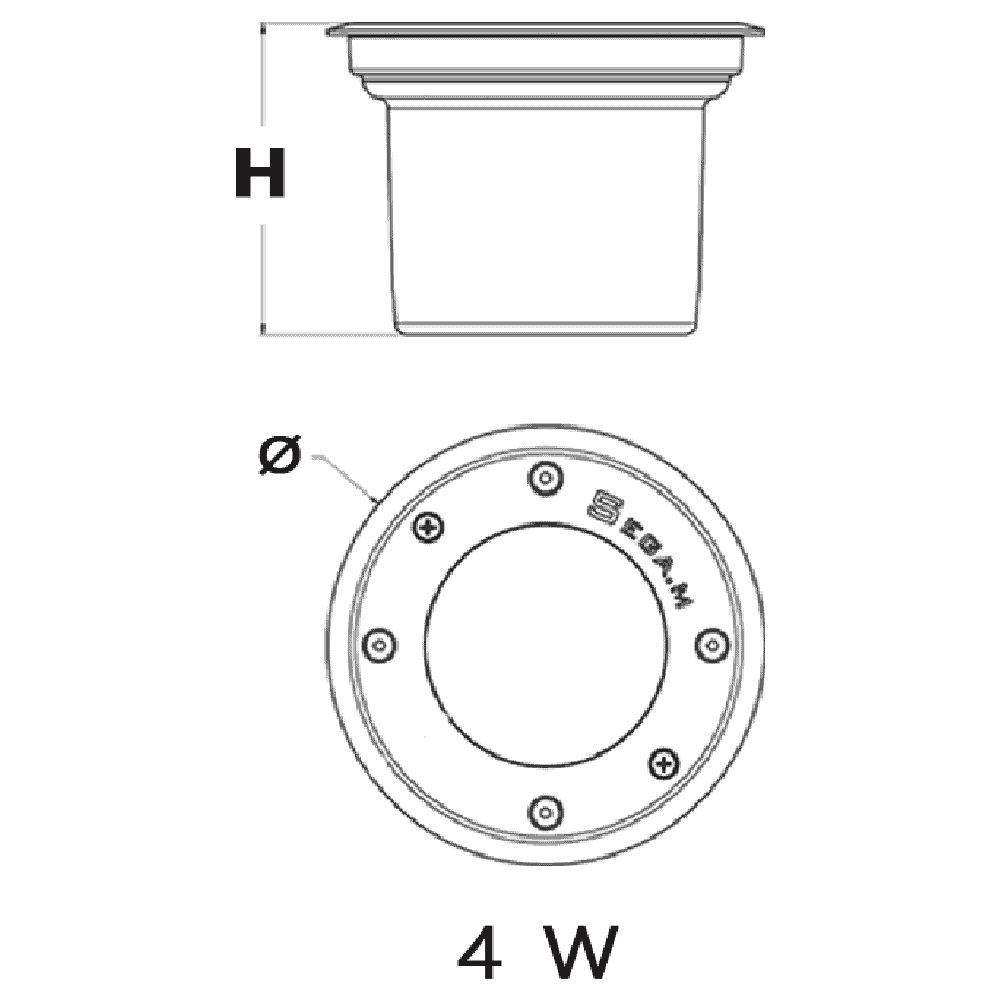 LED circular uplight with 4W SMD for energy-efficient illumination.