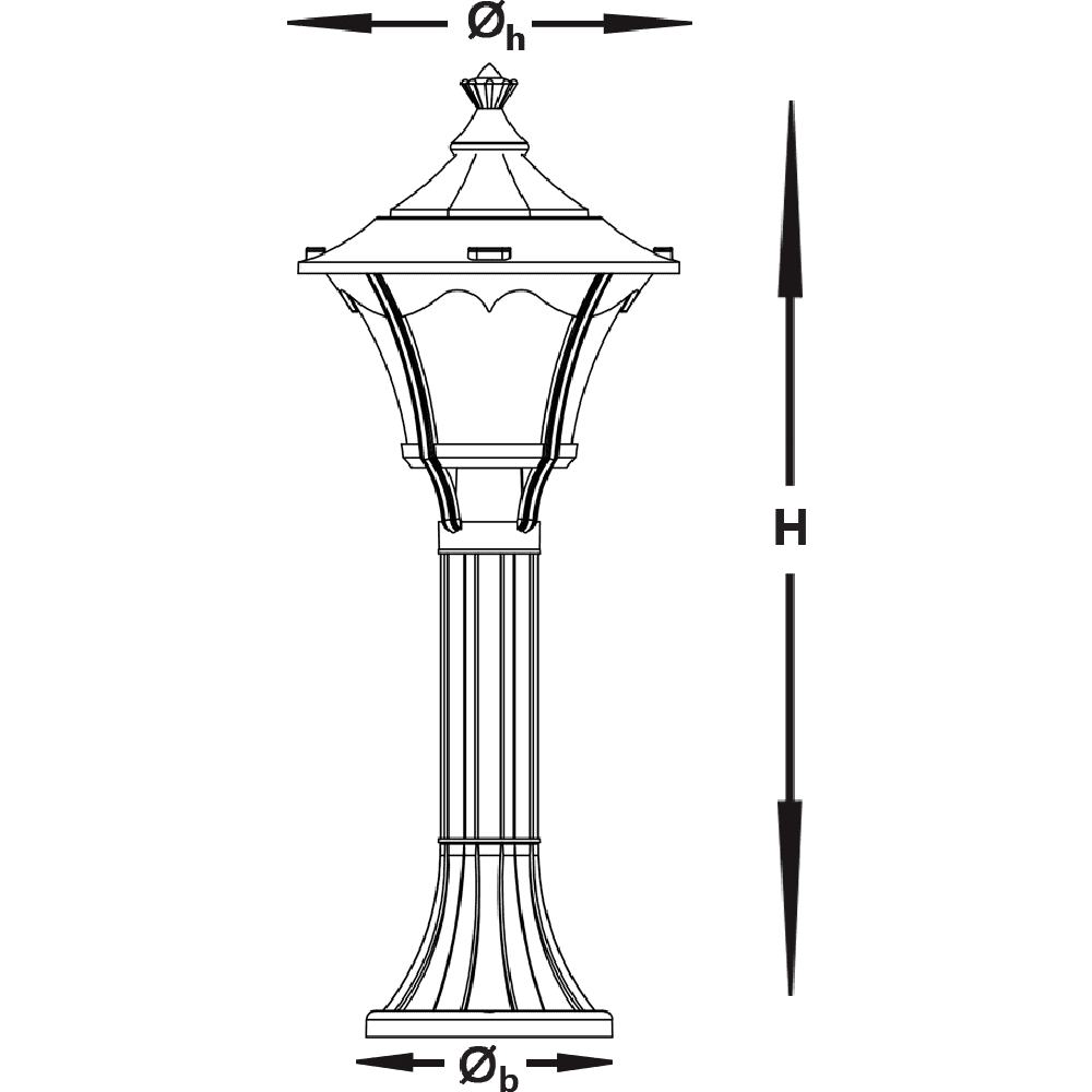 Elegant classic lantern bollard for outdoor lighting and pathway illumination.