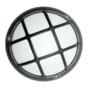 Aluminum bulkhead light for industrial and outdoor lighting applications. Durable, shielded design i.