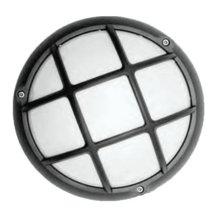 Aluminum bulkhead light for industrial and outdoor lighting applications.