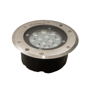 LED circular uplight with 12W power, ideal for outdoor and landscape lighting. Durable design with e.