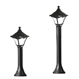Lantern bollard lighting for outdoor pathways and gardens.