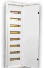 Recessed electric distribution panel for efficient wiring management.
