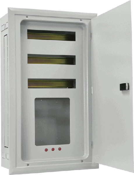 Distribution panel with KW/H meter for industrial electrical systems.