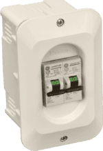 Circuit breaker housing for electrical safety and protection.