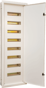 Recessed electric distribution panel for efficient power management.