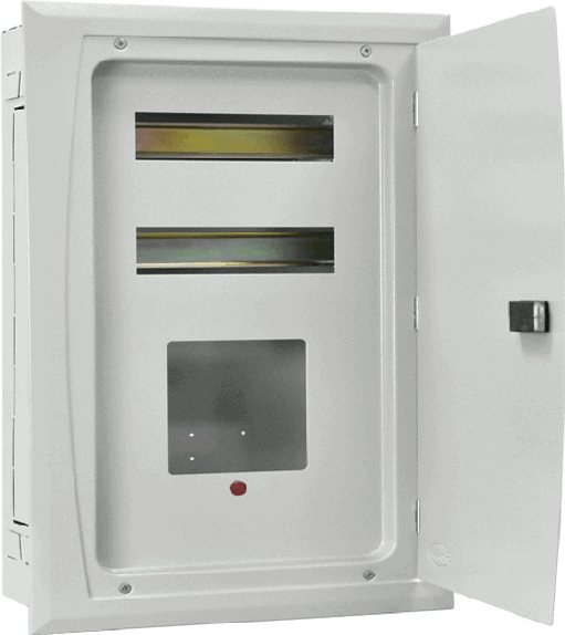 Distribution panel with KW/H meter for 220V power systems.