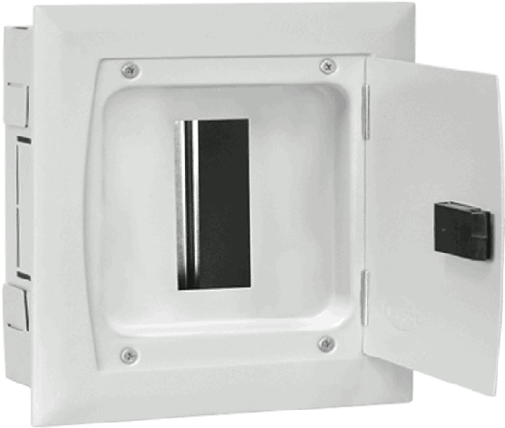 Distribution box for residential panels, 3 to 6 lines, durable steel construction.