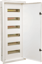 Recessed electric distribution panel for efficient power management.