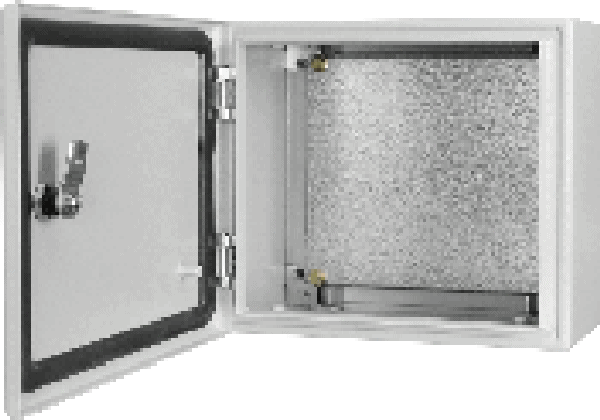 Metal enclosure with IP54/IP65 protection for industrial use.