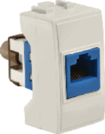 Wiring device for professional interior solutions, featuring a sleek design and blue socket for