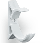Plastic conduit support for secure pipe mounting.