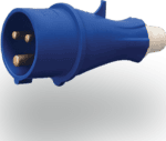Industrial power plug for heavy-duty electrical connections.