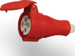 Industrial power plug for heavy-duty electrical connections.