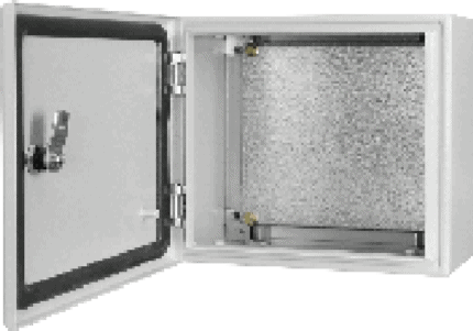 Metal enclosure with IP54/IP65 protection for industrial use.
